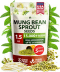HOME GROWN Mung Beans Seeds Pack 1.5 lb – 𝗨𝗦𝗔 Over 15,000 Sprouting Seeds – Grow Fresh Mung Bean Sprouts or Microgreens for Quick, Easy, Nutrient-Packed Food for Your Daily Meals (Vigna Radiata)