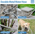 SPECILITE 150 FT Garden Hose, 304 Stainless Steel Metal Heavy Duty Flexible Water Pipe, Kink Free, Durable, Lightweight for Yard, Outdoor with Rubber Grip