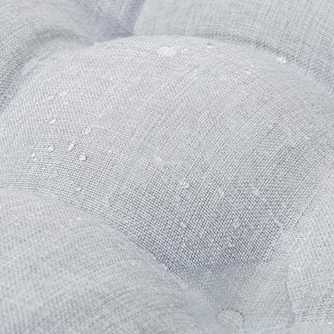 QILLOWAY Outdoor Chair Cushion for Patio Furniture, Waterproof Patio Cushions Set of 2 with Ties, Fade Resistant Replacement Pads for Outdoor Rocking Chairs,Silver,Grey