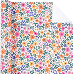 WRAPAHOLIC Kraft Floral Wrapping Paper Roll - Mini Roll - 17 Inch x 9.8 Feet - Ditsy Flower Wrapping Paper, Perfect for Wedding, Birthday, Bridal Shower, Tea Party