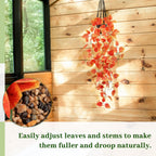 Fake Fall Plants Hanging Faux Orange Vines Artificial Potted Pothos Plant- Fall Decorations Autumn Decor for Thanksgiving Bathroom Wall Kitchen Room Decor Indoor and Outdoor (Black Pot Include)