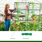 Garden Trellis for Climbing Plants Outdoor, Metal Cucumber Trellis Plant Support for Outdoor Vegetables Fruits Flowers Vines Cucumber Trellis Raised Bed, with Nylon Netting, 63" Hx 63" L, Black