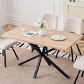 55.1 Inch Dining Table for 4 6 People Rectangular Wooden Kitchen Tables Mid Century Modern Dinner Table Long Dinning Room Table with Metal Cross Legs for Kitchen Living Room Comedor(Natural)
