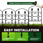 QIAOKAIYAN 24in(H) x 10.83ft(L) Decorative Garden Fence - Tall Garden Fence Animal Barrier 10 Pack Metal Fence Border Black No Dig Fence Panels Garden Fencing Border for Landscape Patio Yard Outdoor
