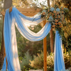 Wokceer Dusty Blue Wedding Arch Draping Fabric Backdrop 4 Panels 28.7" X 20FT Sheer Drapes Fabric for Wedding Arbor Ceremony Party