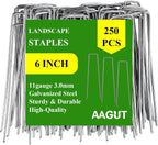 AAGUT Garden Stakes Pins, Landscape Staples 250 Pack 6 Inch 11-Gauge Galvanized Lawn Stake for Dog Fence, Weed Barrier Fabric, Ground Cover, Irrigation Tubing Soaker Hose, Chicken Wire