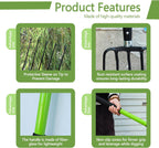 Pitch Fork-57 Inch，5-Tine Steel Garden Fork Heavy Duty, Mulch with Cushion Grip, Green Fiberglass Handle