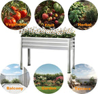 Mofesun Galvanized Raised Garden Bed with Legs, 2PCS 48x18x31.5 Inch Elevated Metal Planter Box, 300lbs Capacity for Vegetables, Flowers, Herbs. Suitable for Garden, Balcony, Patio, Backyard.