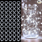 pozzolanas 50 Pack White Battery Operated String Lights - 7ft Waterproof Fairy Lights with 20 LEDs for Home, Mason Jar, Party, Wedding, Halloween, Christmas Decorations