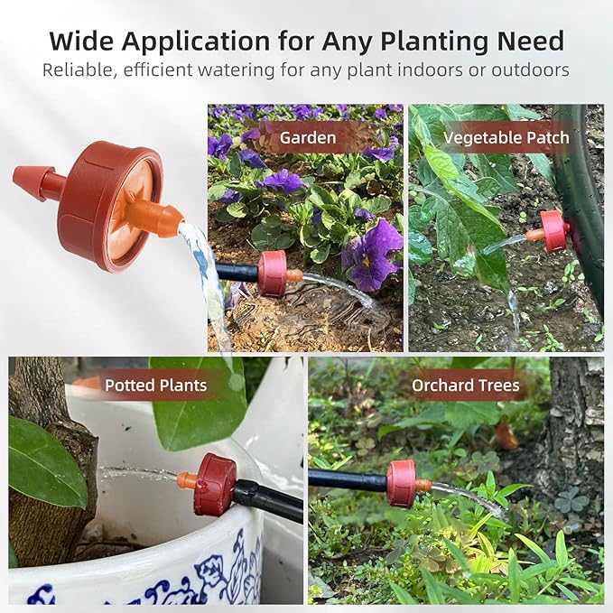 60PCS 3 GPH Pressure Compensating Drip Irrigation Spot Watering Drippers/Emitters, Self-Cleaning Constant Flow Drip Irrigation Emitters Heads Irrigation Drippers Parts for Drip Irrigation System