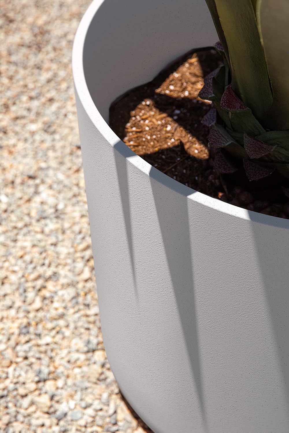 Veradek Mason Series Lima Planter - Round Planter for Indoor or Outdoor Porch/Garden | Made from Plastic-Stone Composite with Drainage Holes | Modern Décor for Succulents, Flowers, Small Plants