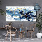 HKDGOKA Abstract Wall Art Living Room - Framed Large Canvas Gold Blue Gradient Canvas Paintings Wall Artwork Modern Office Bedroom Pictures for Kitchen Bathroom Wall Decor 29x58 In