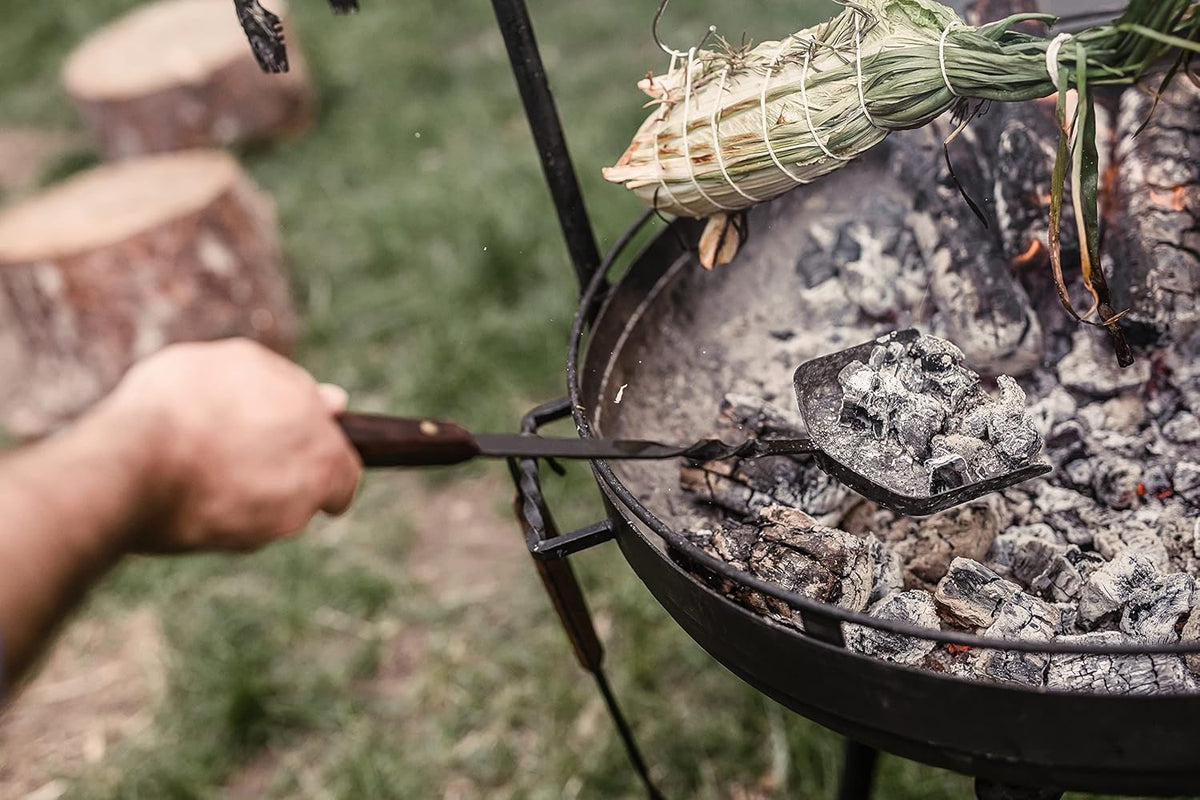 Barebones Cowboy Grill Coal Shovel - Durable Stainless Steel Ash Shovel with Walnut Handle for Fire Pit