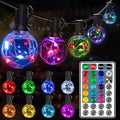 Ollny Outdoor Lights 30FT 30Bulbs, RGBW Color Changing String Light, Plug in Remote Waterproof Shatterproof Timers G40 Patio Lights for Outside Balcony Porch Camping Deck Yard