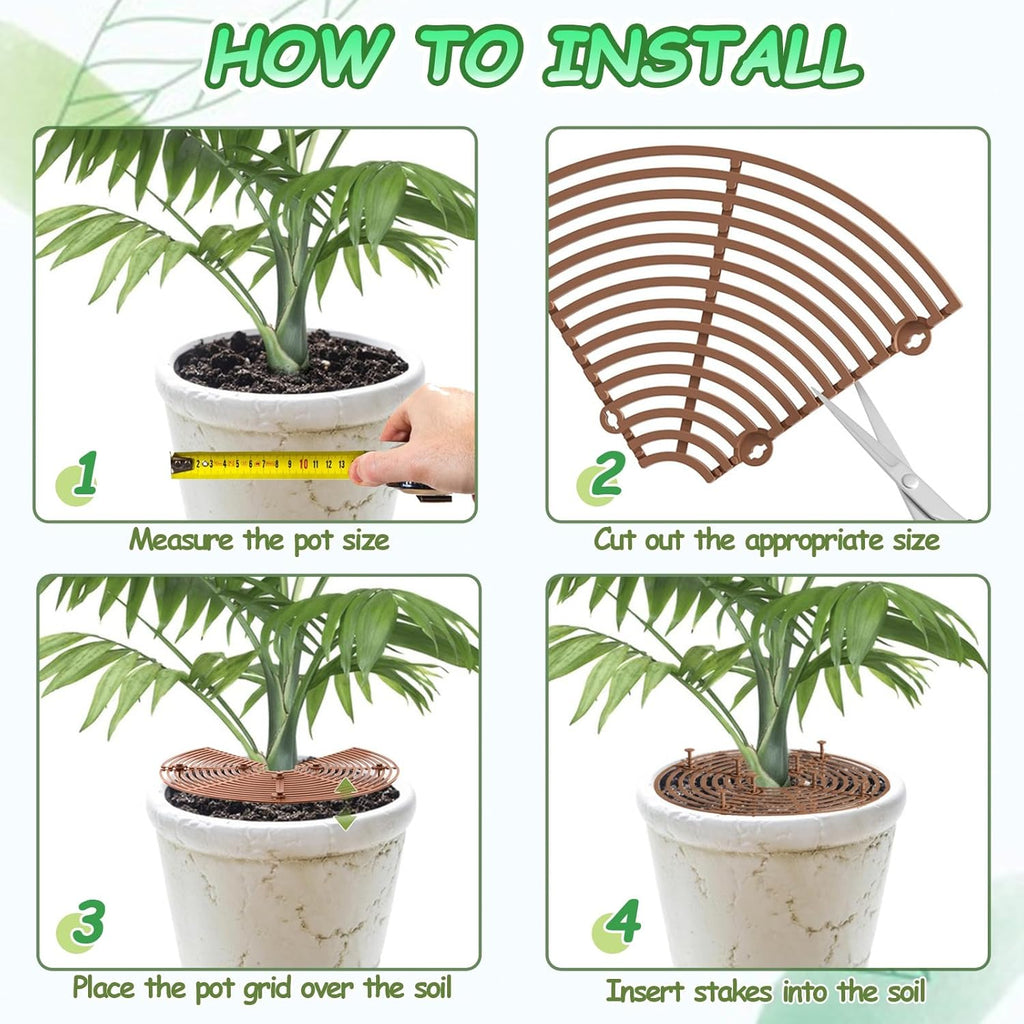 Plant Pot Cover, 3 Pack Planter Protectors Flower Pot Gird for Indoor Potted Soil Cover Round Plant Pot Protector from Animals Protect Plant Pad Cats Plant Soil Deterrent Diameter 11.8 Inch