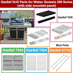 GasSaf 24.5 inch Flavorizer Bar Replacement for Weber 7539, 7540, Genesis 300 Series E-310, E-320, S-310, S-320, EP/CEP 310 & 320 (with Side Mounted Control Panels), 5-Pack Stainless Steel Flavor Bar