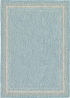 Unique Loom Outdoor Border Collection Area Rug - Soft Border (8' x 11' 4" Rectangle, Aquamarine/ Ivory)