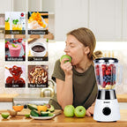 Kitchen Blender, 500W Countertop Blender with 52oz Plastic Jar for Smoothies Milkshake Desserts Nut Butter, Cocktails Sauces (White)