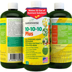 10-10-10 All Purpose Plant Food - Liquid Fertilizer with Seaweed Kelp & Iron - Indoor & Outdoor Plant Food, Vegetables, Flowers, Lawn & Garden 1x16 oz