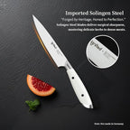 5 inch Paring Knife, German 1.4116 Stainless Steel Fruit Vegetable Peeling Knives, Ivory White Handle, Razor Sharp Small Kitchen Knife with Gift Box