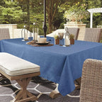 Outdoor Tablecloth Wrinkle-Free Stain Resistant Waterproof Polyester Fabric Table Cover with Zipper Umbrella Hole for Picnic/Party/Dinner/Patio Garden(60×84inch,Zippered,Denim Blue)