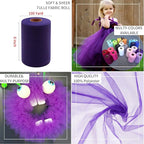 Purple Tulle Fabric Rolls 6 Inch by 100 Yards (300 feet) Fabric Spool Tulle Ribbon for DIY Purple Tutu Halloween Wreath Baby Shower Birthday Party Wedding Decorations Christmas Craft Supplies