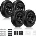 13" Flat Free Tire and Wheel,4.00-6 Wheelbarrow Wheels and Tires with 5/8" or 3/4" Bearings, 13"Solid Tires Replacement for Wheelbarrow, Gorilla Cart, Hand Trucks, Garden Carts 4 Pack