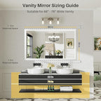 60x36 Inch White Bathroom Mirror for Wall, Thick Metal Framed Rectangle Mirrors for Over Sink, Bedroom, Living Room, Entryway, Anti-Rust, HD Tempered Glass