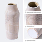 Vintage Ceramic Flower Vase, Terracotta Farmhouse Decorative Rustic Stone Clay Floral Vase, Concrete Grey Home Decor for Living Room, Entryway, Kitchen, Bedroom, Bathroom and Shelf 9.6 Inch