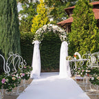 LDAILY Moccha Garden Arch Arbor Trellis, 7.2Ft Outdoor Steel Arbor with Stakes, Metal Archway for Climbing Plants, Wide Sturdy Garden Arch for Lawn, Party, Ceremony Wedding Decoration, Black