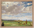 Poster Master Vintage Lady Astor Playing Golf at North Berwick Painting Poster - Retro Golf Course Print - Golf Art - Sports Art - Landscape Art - Office or Living Room Decor, 8x10 Beige Framed