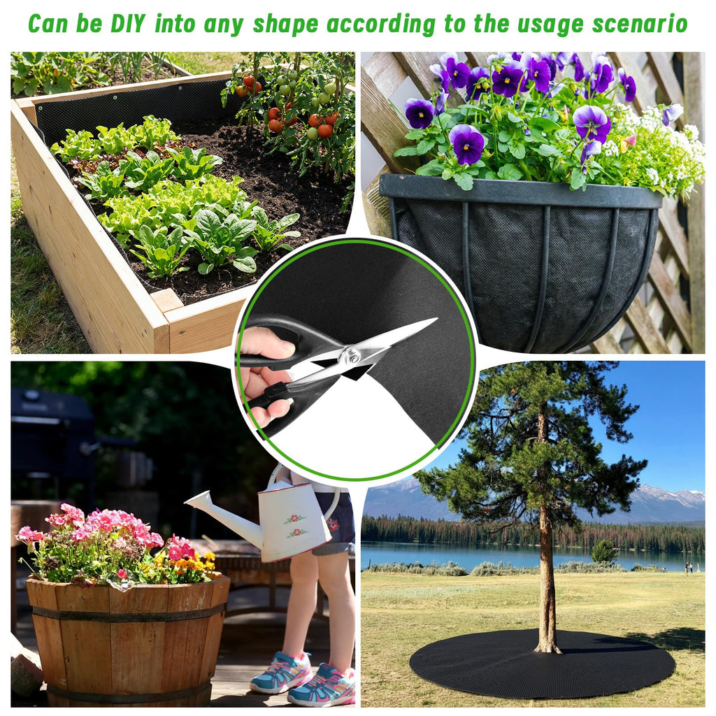EcoBrisa 2PCS 63 * 83IN Raised Garden Bed Liner, Non Woven Fabric for Large Veg Trough, Cuttable Plant Liner Keeps Soil Contained & Water Drainage for Outdoor Planter Veg Trough