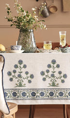 patdrea Designer Blue Square Tablecloth Table,Vintage Linen Leaves Floral Pattern Floral Tablecloths,French Table Cover Cloth Fall Decor for Kitchen Dining Christmas,Thanksgiving,67"x67"-Ivar B