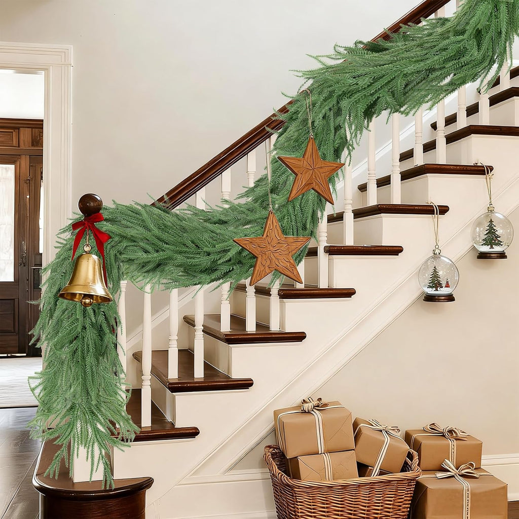 5FT Bendable Christmas Garlands Norfolk Pine Garland Real Touch, Artificial Greenery Garland for Fireplace, Mantle, Table, Stairs, Indoor Outdoor Christmas Decoration(1PCS)