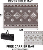 HiiARug Outdoor Rug for Patios Clearance 9'x12' Outdoor Plastic Straw Rug Waterproof Patio Camping Rug Reversible RV Mat Outdoor Area Rugs for Outdoors, RV, Patio, Backyard, Deck, Camping