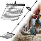 Manure Fork - Metal Horse Manure Rake with 2 Durafork Replacement Heads and 1 Steel Handle, Rustproof Heavy Duty Hay Pitch Fork for Horse Stall Poop