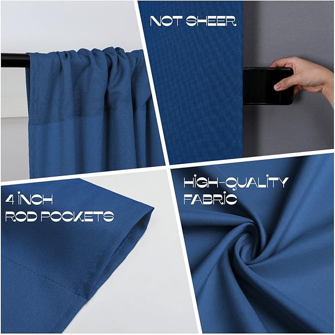 Joydeco Blue Backdrop Curtains for Wedding, Polyester Backdrop Drapes for Photo Background Baby Shower Decorations, Wrinkle Free Polyester 5ft x 7ft Fabric Drape 2 Panels with Rod Pockets