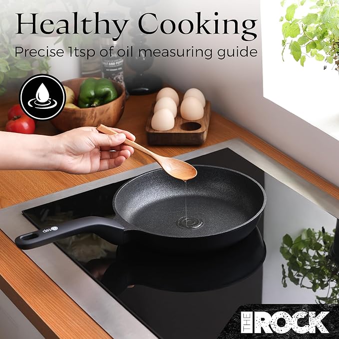 THE ROCK 1TSP 13PCS Cookware Set – Pots and Pans Set Non Stick with ROCK.TEC – Nothing Sticks, Never Warps, Lasts Longer – Healthy, Multifunctional, All-in-One Fry Pan, Saucepan, Stockpot & More