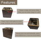 LaLaGreen Wood Planter Box for Plants (4x4 Inch, 2 Pack) Small Square Wall Planters for Indoor Plant, Window Hanging Flower Pot Wooden Boxes for Table Centerpiece Herb Balcony Home Garden Office Decor