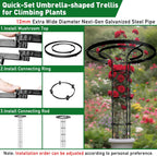 Mushroom Top Trellis for Climbing Plants Outdoor, 5.74FT Decorative Obelisk Plant Support with Rustproof PE-Coated Metal Poles, Rose Trellis for Clematis Ivy, Black