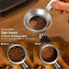 WDT Tool Espresso Distributor Accessory kit &1.7mm Thickness 150μm Mesh Puck Screen & 8 Magnets dosing ring Compatible with Breville Portafilter (WDT +51MM silver dosing ring&puck screen)