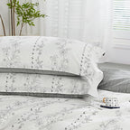 SAPHREAS Grey Floral Pattern Duvet Cover Set Twin Size 2pcs Bedding Comforter Cover Set 100% Cotton 1 Duvet Cover 68"x90" 1 Pillow Sham, Comforter Not Included