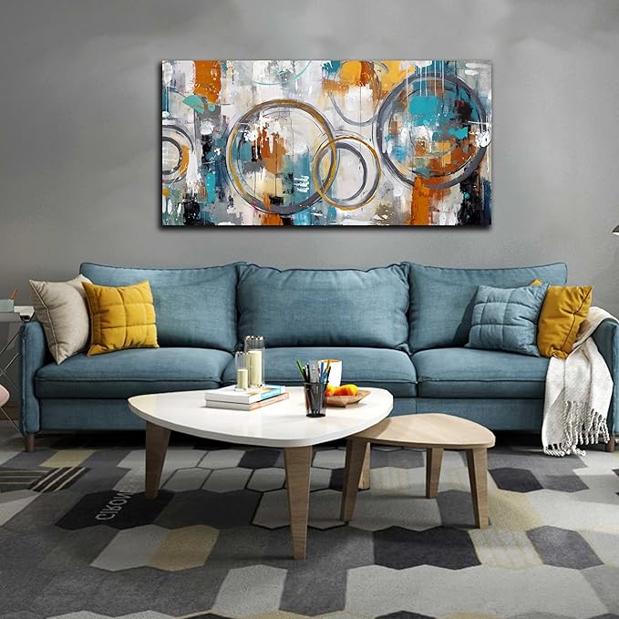 Modern Wall Art for Office Decor - Abstract Canvas Wall Art - Wall Pictures for Living Room Size 24" x 48"