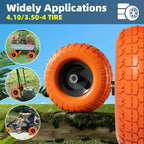【UPGRADED】4.10 3.50-4 Tire and Wheel, 10 Inch Flat Free Tires 4 Pack with 5/8” Axle Bore Hole and Double Sealed Bearings, for Dolly Tires/Hand Truck/Dump Cart