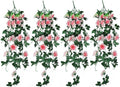 RECUTMS 4PCS Artificial Rose Hanging Flower 32 in Fake Garland for Home Room Garden Wedding Indoor Outdoor Decoration (Champagne)