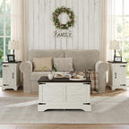Furnideco Farmhouse Lift Top Coffee Table, Square Wood Center Table with Large Hidden Storage Compartment for Living Room, Rustic Cocktail White Modern Table with Hinged Lift Top, Brown Top