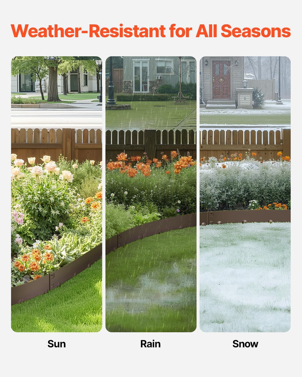 VEVOR Steel Landscape Edging, 5 Packs 39 x 3 in Rust-Resistant Metal Landscape Edging, Bendable Garden Edging Border, Heavy Duty Lawn Edging, Easy-to-Install, Flower Bed Yard Pathway Divider Brown