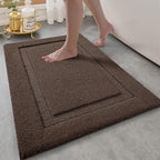 LUMI Ultra Soft Bathroom Rugs Non Slip with Rubber Backing, Absorbent Washable Bath Mat Quick Dry, Upgraded Premium Microfiber Plush Carpet for Bathtub and Shower Floor, Brown, 24x36