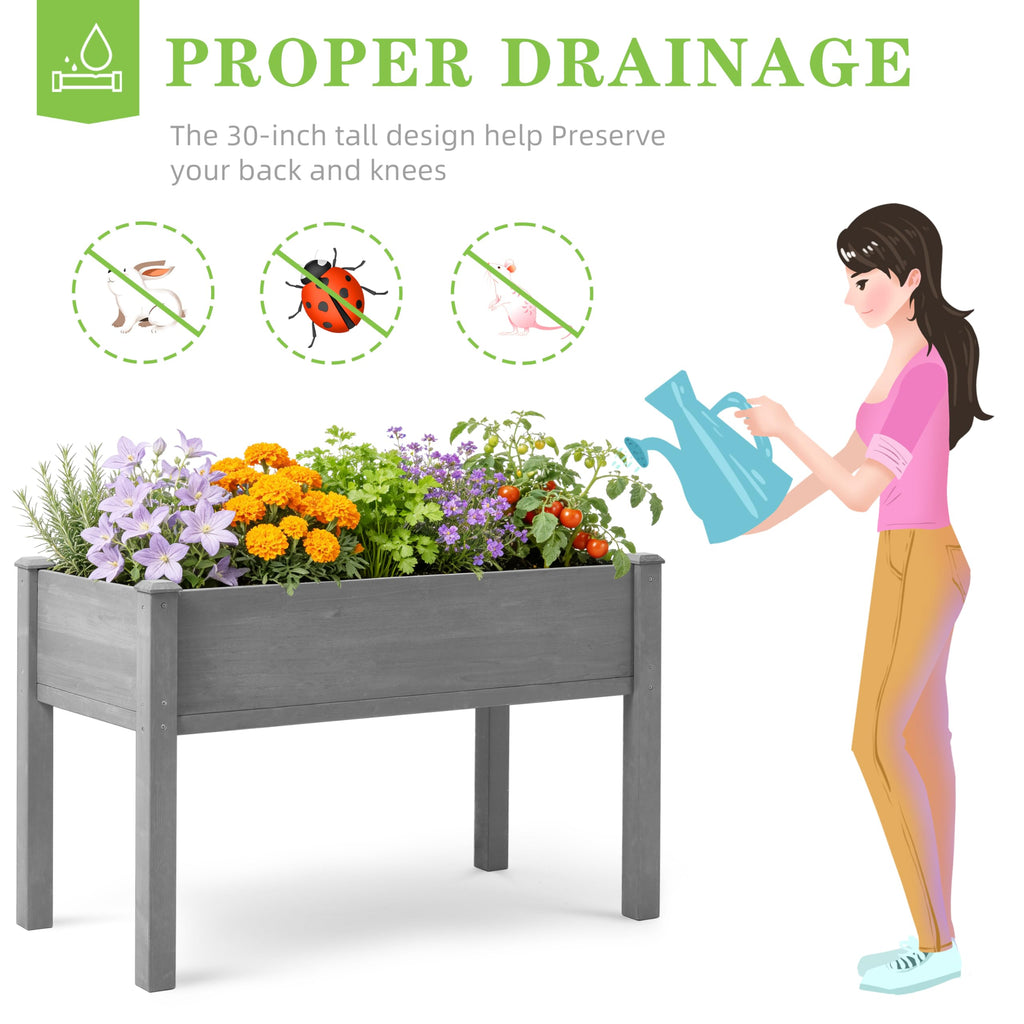 Raised Garden Bed with Legs, 48×24×30 Cedar Wood Elevated Planter Box