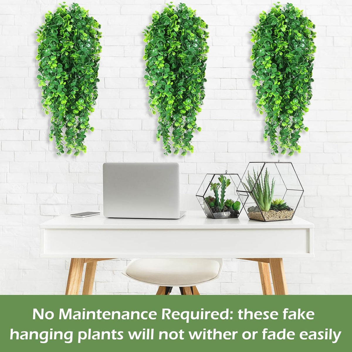 Hoteam 24 Pcs Artificial Hanging Plants 32 Inch Fake Ivy Vines with Fake Leaves Patio Artificial Plants Greenery for Living Room Indoor Outdoor Wall, No Basket (Eucalyptus)